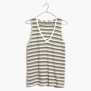 Madewell V-Neck Pocket Tank, Roger Stripe, L